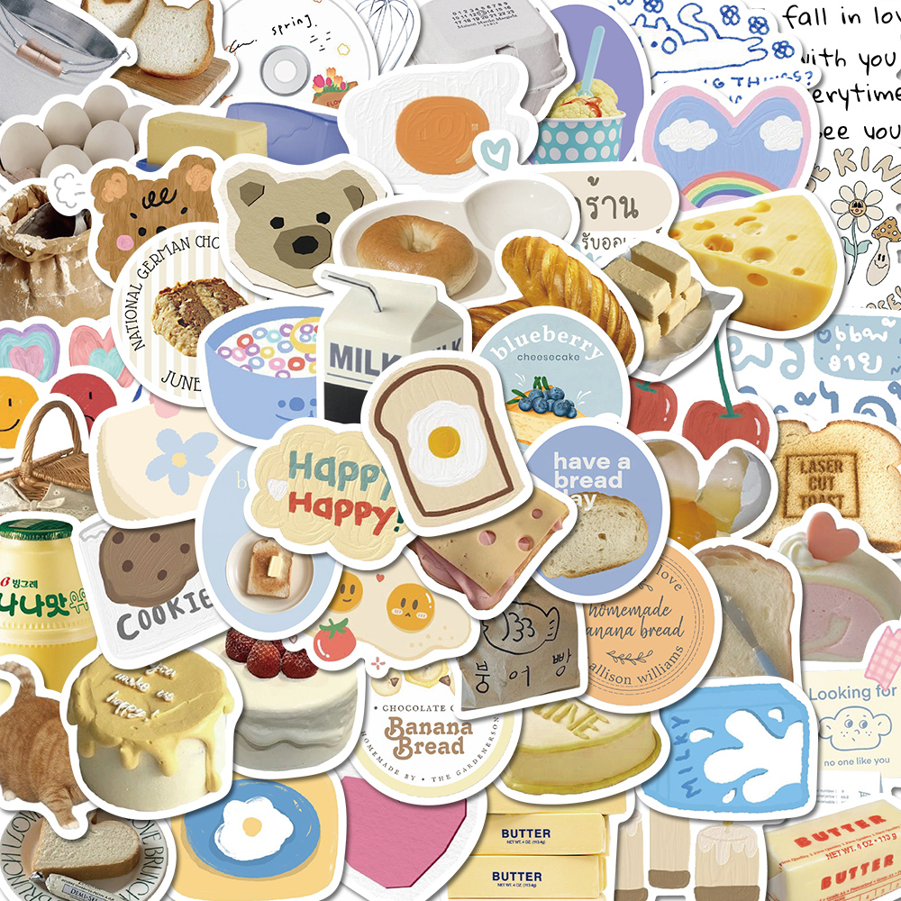 [in stock] 63pcs minimalist butter and bread art stickers Laptop phone ...