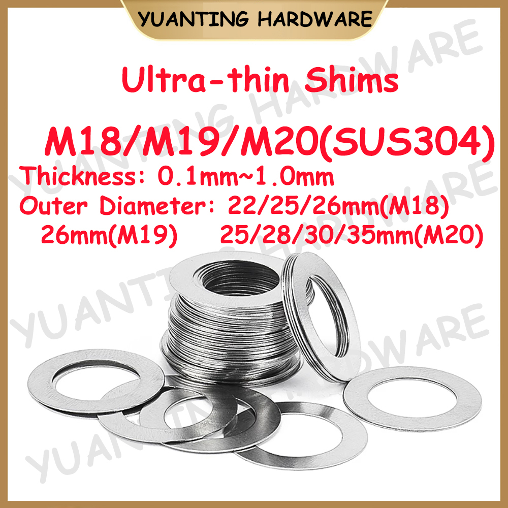 M18 M19 M20 DIN988 SUS304 Stainless Steel Shim Plain Washers Adjusting Ultrathin Gasket for