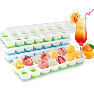 Ice Cube Trays 14 Grids Silicone Ice Cube Molds with Removable Lid  Easy-Release Stackable Ice Cube Tray for Cocktail Freezer