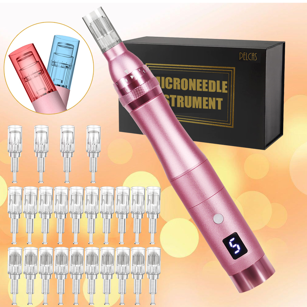 Dermapen PELCAS Derma Pen with 24 Pcs Needle Cartridge Microneedling