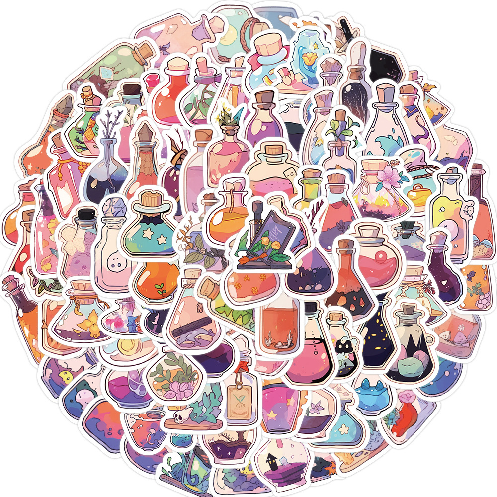 100PCS Cute Magic Medicine Bottle Graffiti Stickers For Luggage Phone ...