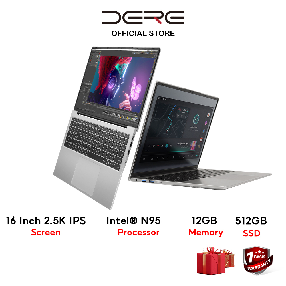 DERE R16 Pro Laptop 16 Inch Laptop Intel N95 2.5K IPS Screen 12GB DDR5 ...