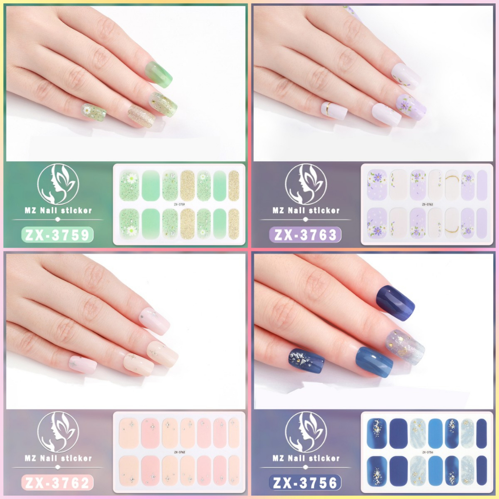 3D Vision Finger Nail Sticker Party Style Nail Art Diamond Pearl Gem ...