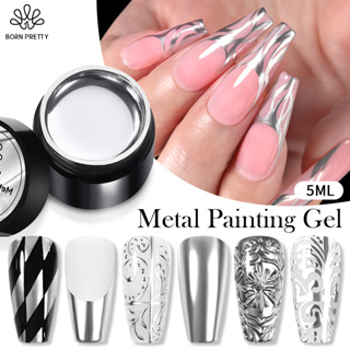 8ml Gel Nail Polish Silver Chrome 3D Metal Drawing Gel Liquid Mirror Nail  Art