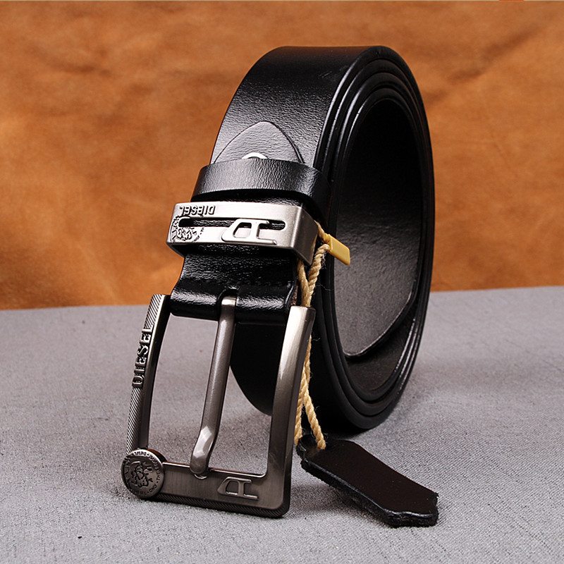 DIESELs Men Belts 120 Cm Black Genuine Leather Luxury Strap Male Belt ...