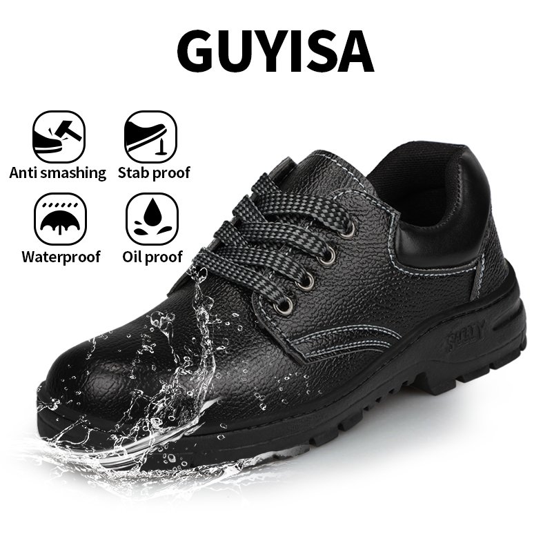 GUYISA men safety shoes waterproof High quality black steel toe safety