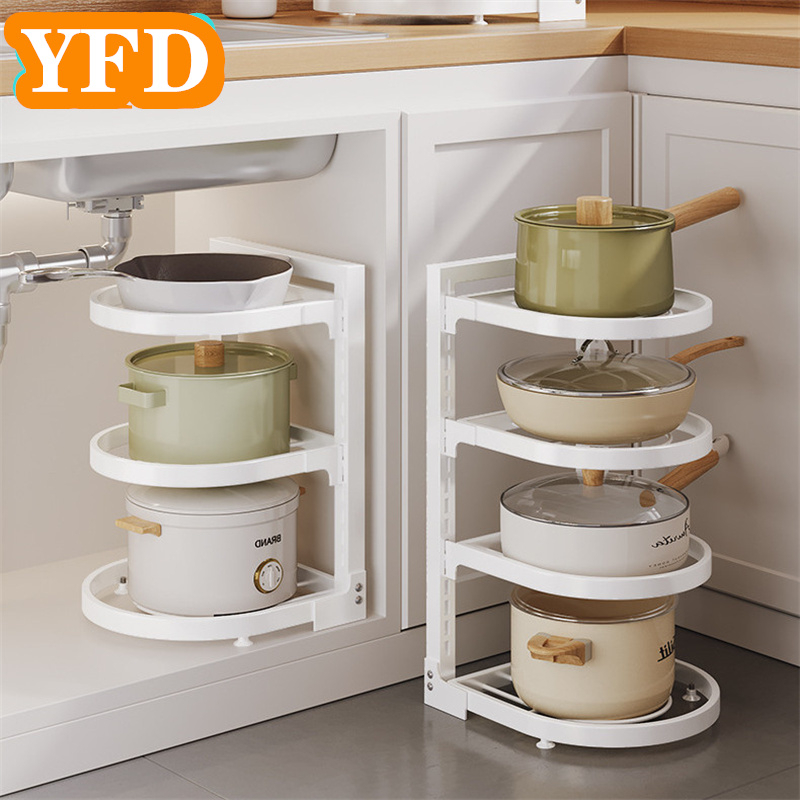 YFD White Pot Rack Kitchen Household MultiLayer Rack Put Pot Rack