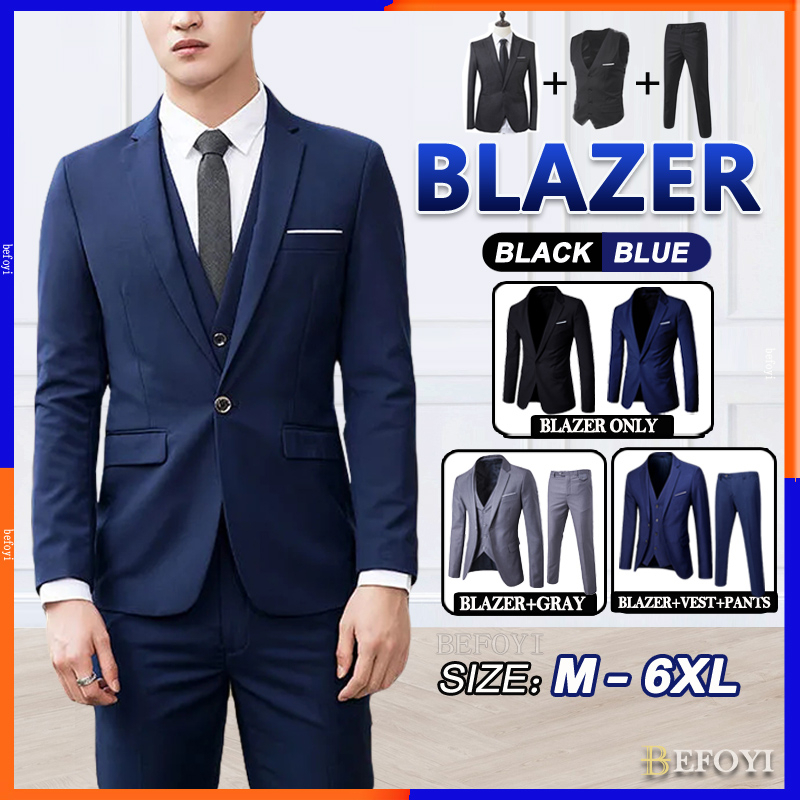 🇲🇾 Local Delivery🔥 Men Blazer Set 3 piece Suit Tuxedo Formal Business ...