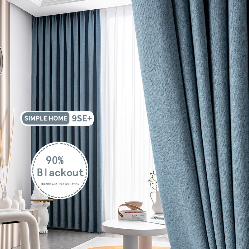 Light luxury linen blackout curtain for Sliding door 80 shade for