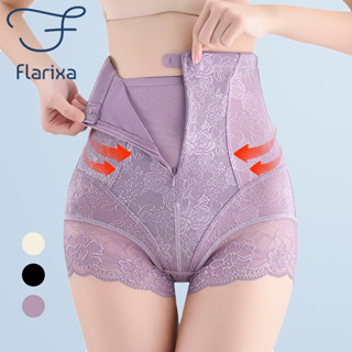 Flarixa High Waist Lace Tummy Control Panties Breathable Seamless