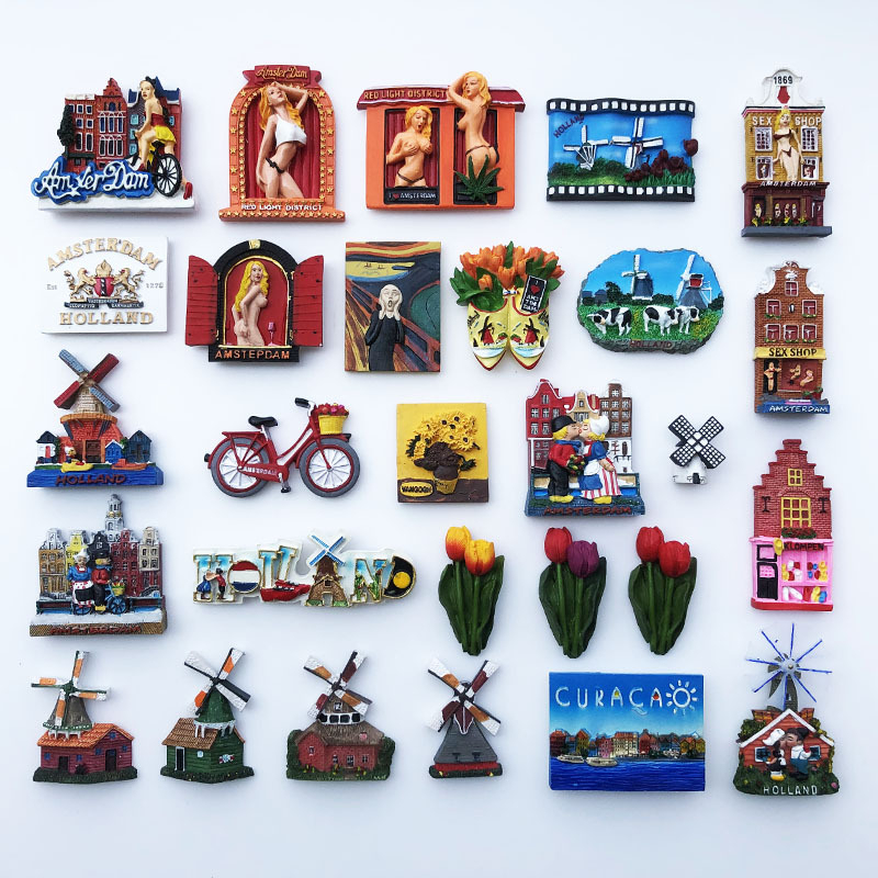 Netherlands Landmarks Tourist Souvenir Fridge Magnets Holland Amsterdam Travel Magnetic 7209