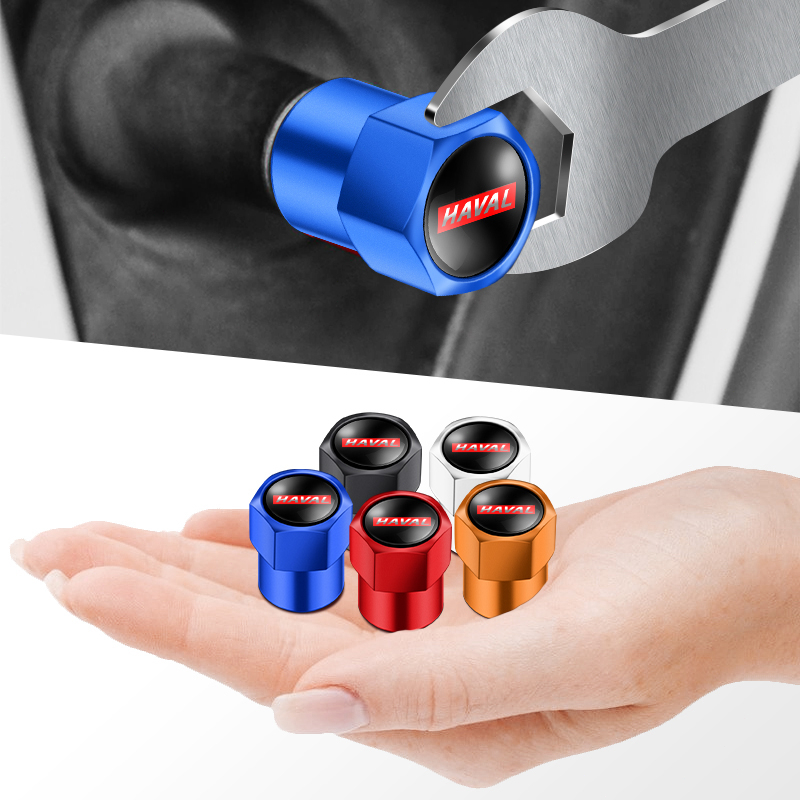4Pcs Car Logo Metal Wheel Stem Covers Tire Hex Valve Caps Decoration