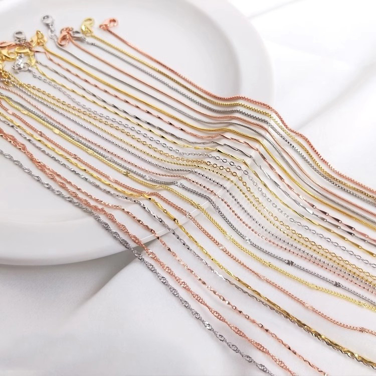 18K Gold-Plated Semi-Finished 45CM O Chain Flat Chain Clavicle Chain ...