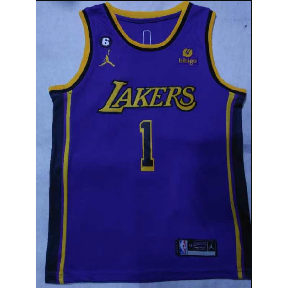 2023 new men Los Angeles Lakers 1 D'Angelo Russell embroidery basketball jerseys jersey purple