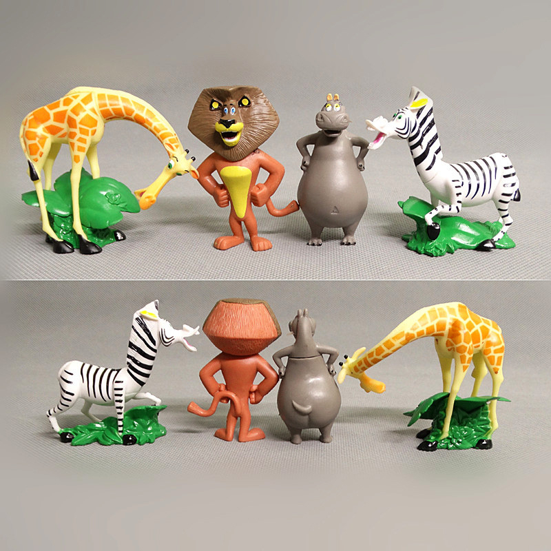 4Pcs/Set Disney Movie Madagascar Alex Marty Melman Gloria Giraffe Zebra ...