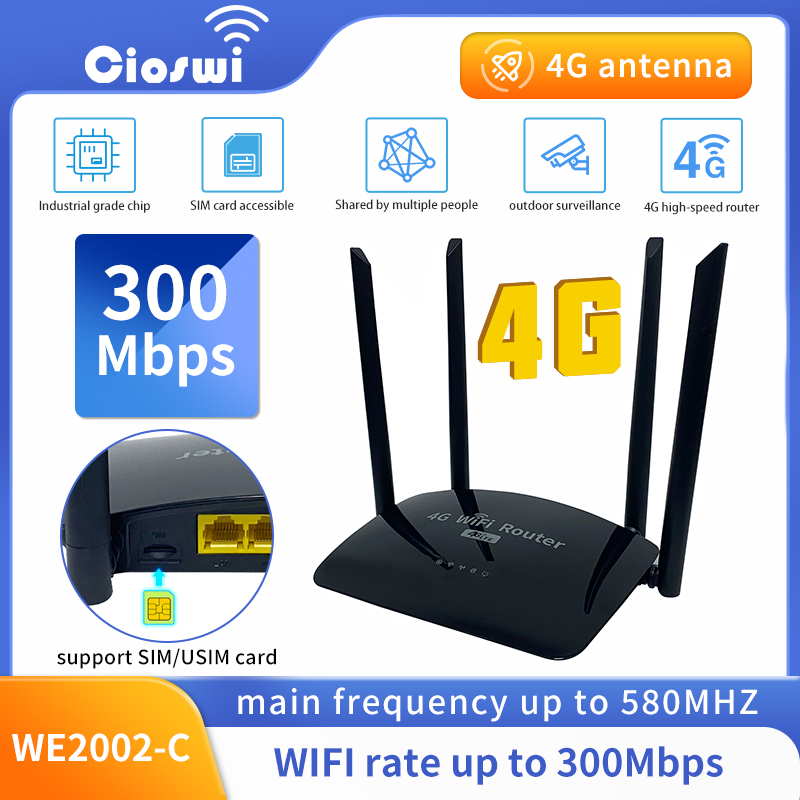ZBT 300Mbps Wireles N 4G LTE CAT4 Modem With Sim Card Slot Wifi Household Router WE2002C
