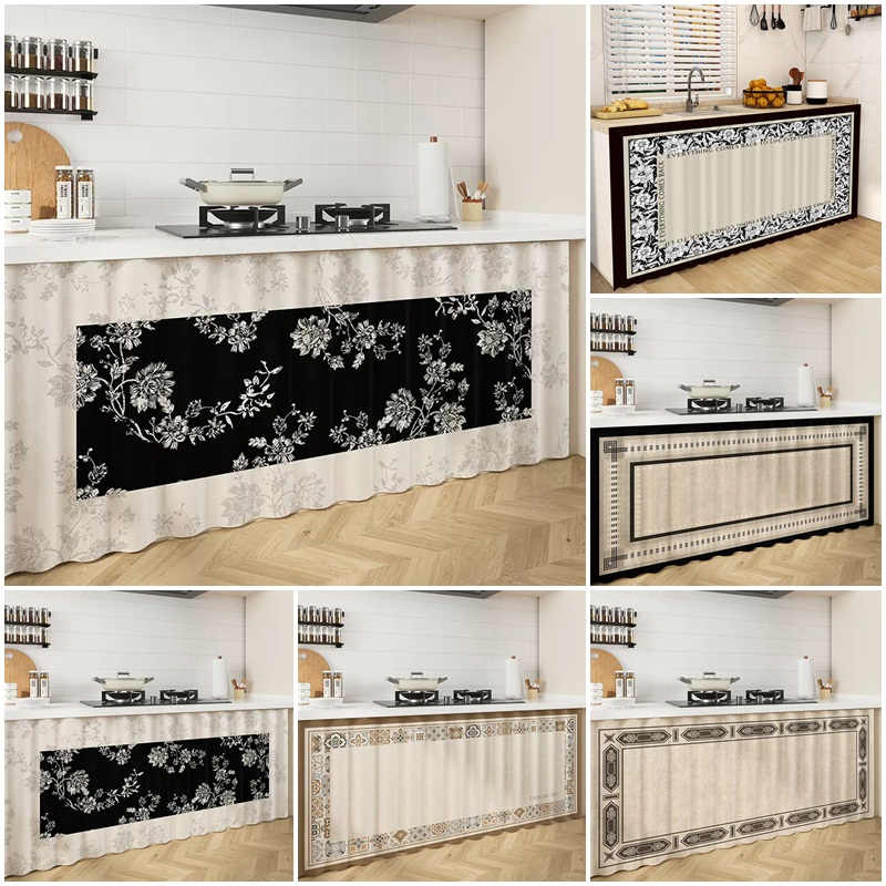 Kitchen Cabinet Cover Curtain Miscellaneous Shelves Pull Curtain No ...