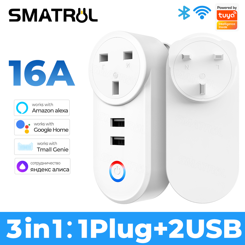 SMATRUL Tuya Wifi Smart USB Socket Us Plug 16A Outlet Adapter Charging ...