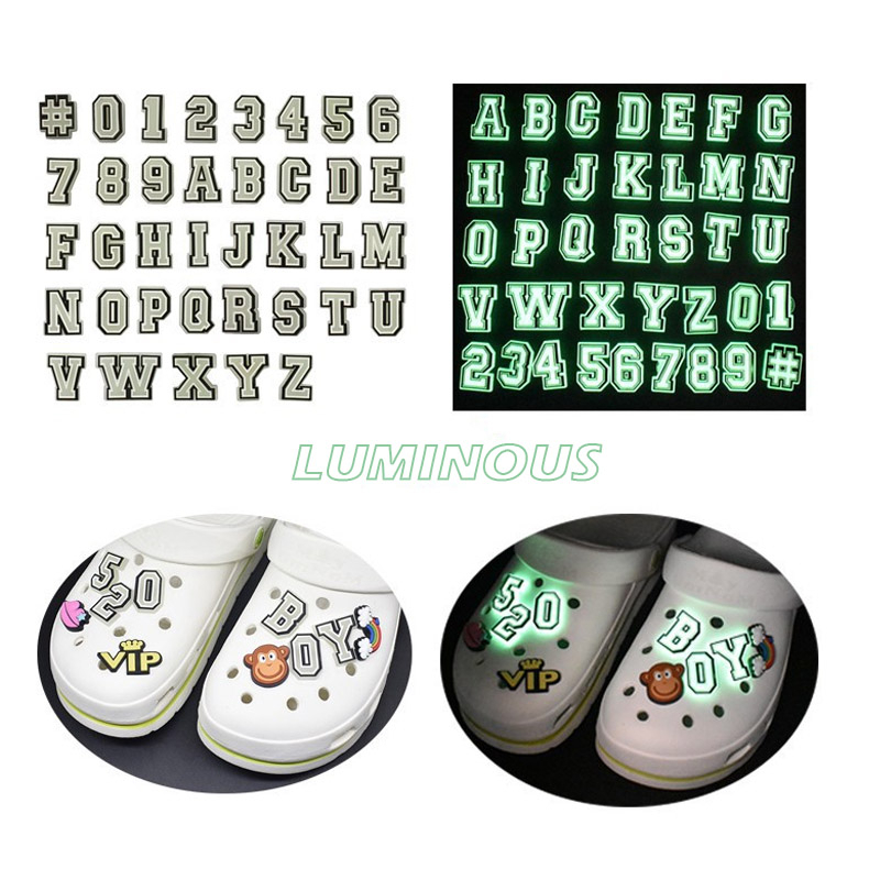 Luminous Alphabet Crocs charm DIY cute crocs jibbitz fluorescent