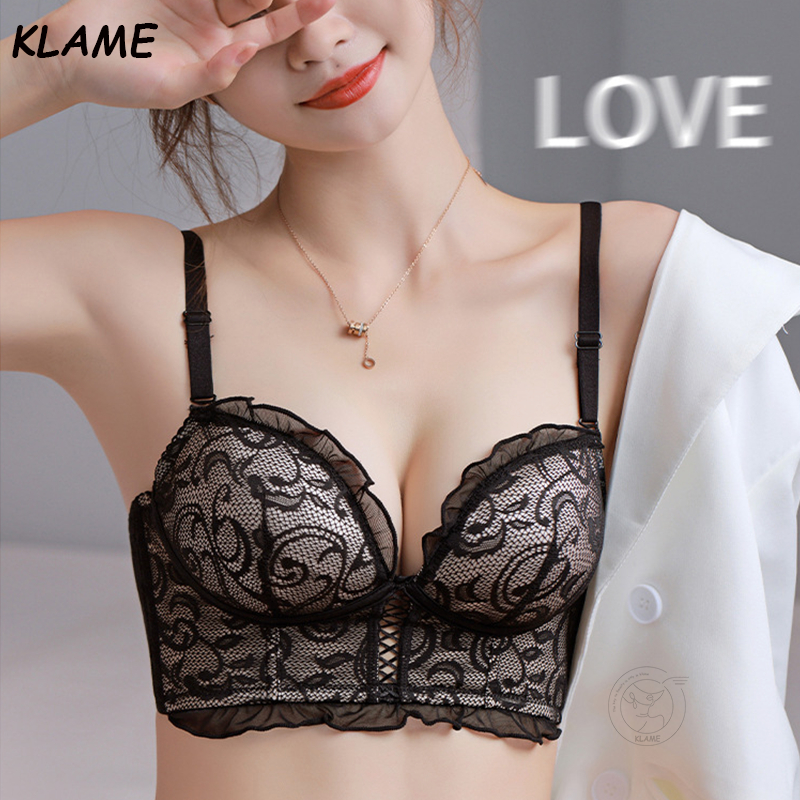 Klame Ab Cup Bralette Women Sexy Deep V Neck Lace Underwear Small Chest