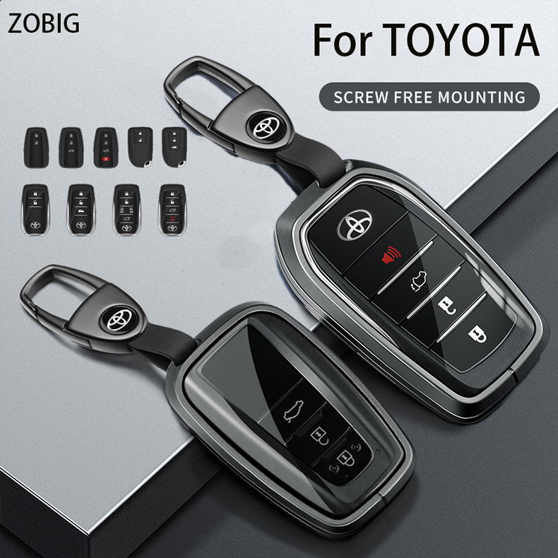 ZOBIG Aluminium alloy Key Fob Cover for Toyota Car Key Case Shell with ...
