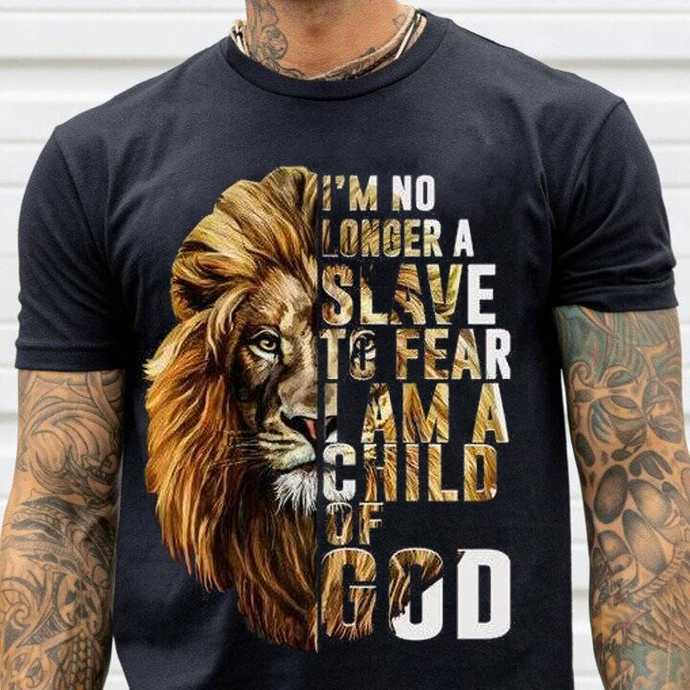 I'm No Longer A Slave To Fear Lion T-shirt Jesus Christ T-shirt ...