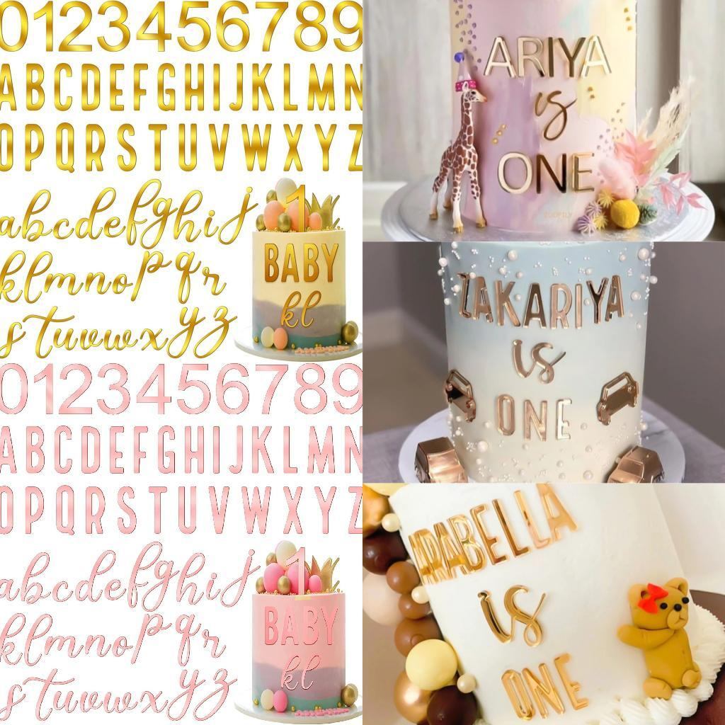 Acrylic Alphabet Cake Topper DIY Personalized Name Cupcake Toppers with AZ  Letter Mirrored Gold Picks for Custom Wedding Cake Decorations Baby Shower