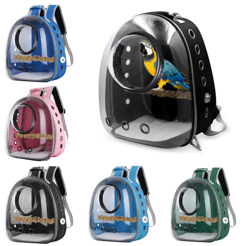 SimplelovePet Parrot Bird Perch Backpack Carrier Space Capsule Transparent Travel Handbag