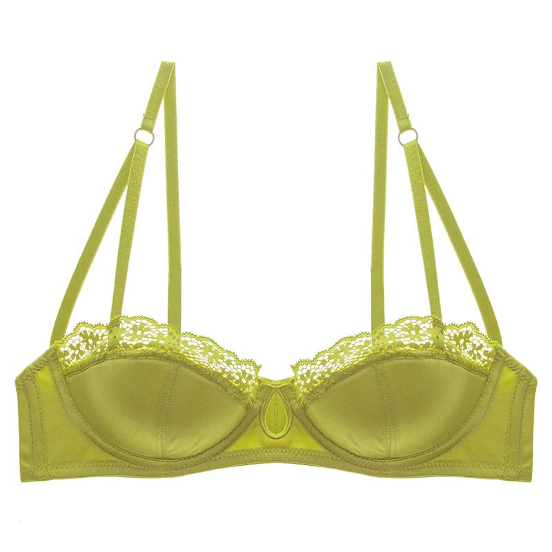 Kall's Blooms Green Half Cup Underwear Women Sexy Thin Pure Desire Bra