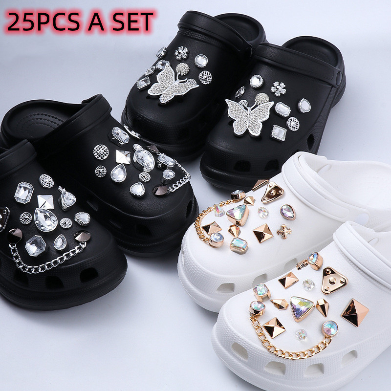 Jibbitz Charms Shoe Buckle Accessories Diy Diamond Pearl Chain Gemstone ...