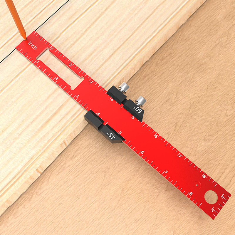 Woodworking Precision Pocket Ruler Aluminum Slide Ruler Inch/Metric T ...