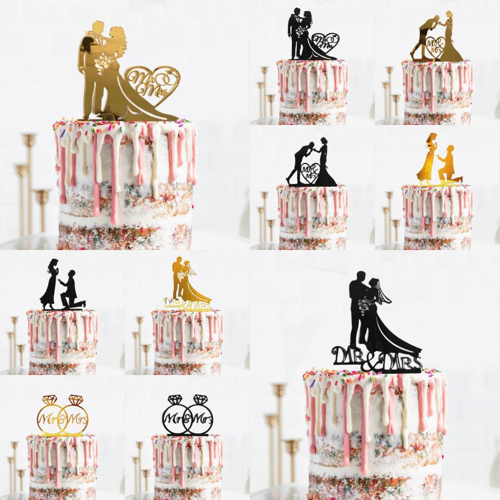 Acrylic Mr & Mrs Cake Topper Bride and Groom Sign Wedding Cake Topper ...