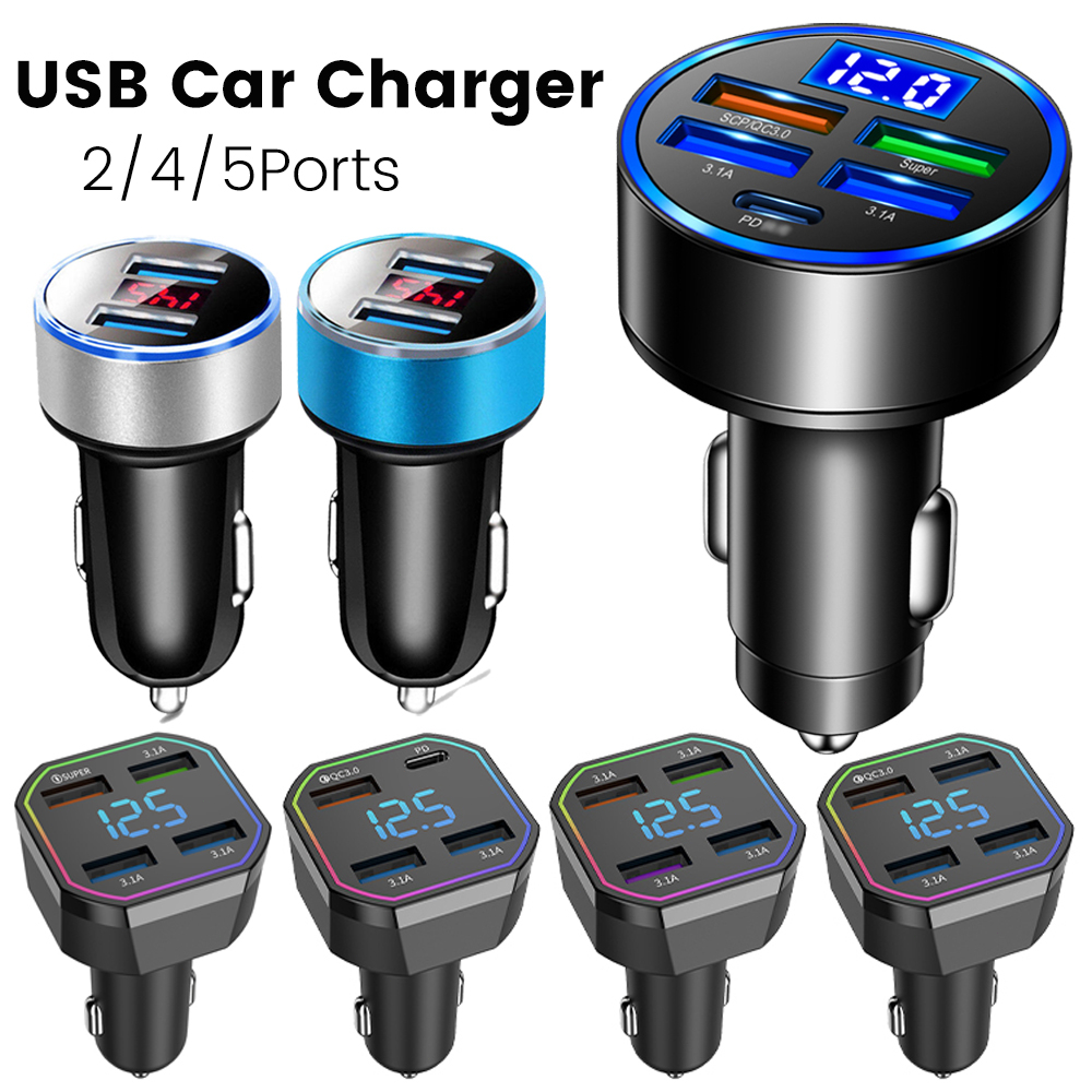 2/4/5 Ports 3.1A USB Car Charger PD Fast Charging Car Chargers with ...