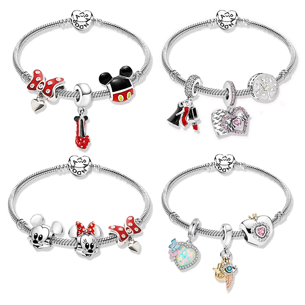 Pandora Bracelet with Disney Charms 925 Silver Heart Love Accessories Shopee Malaysia