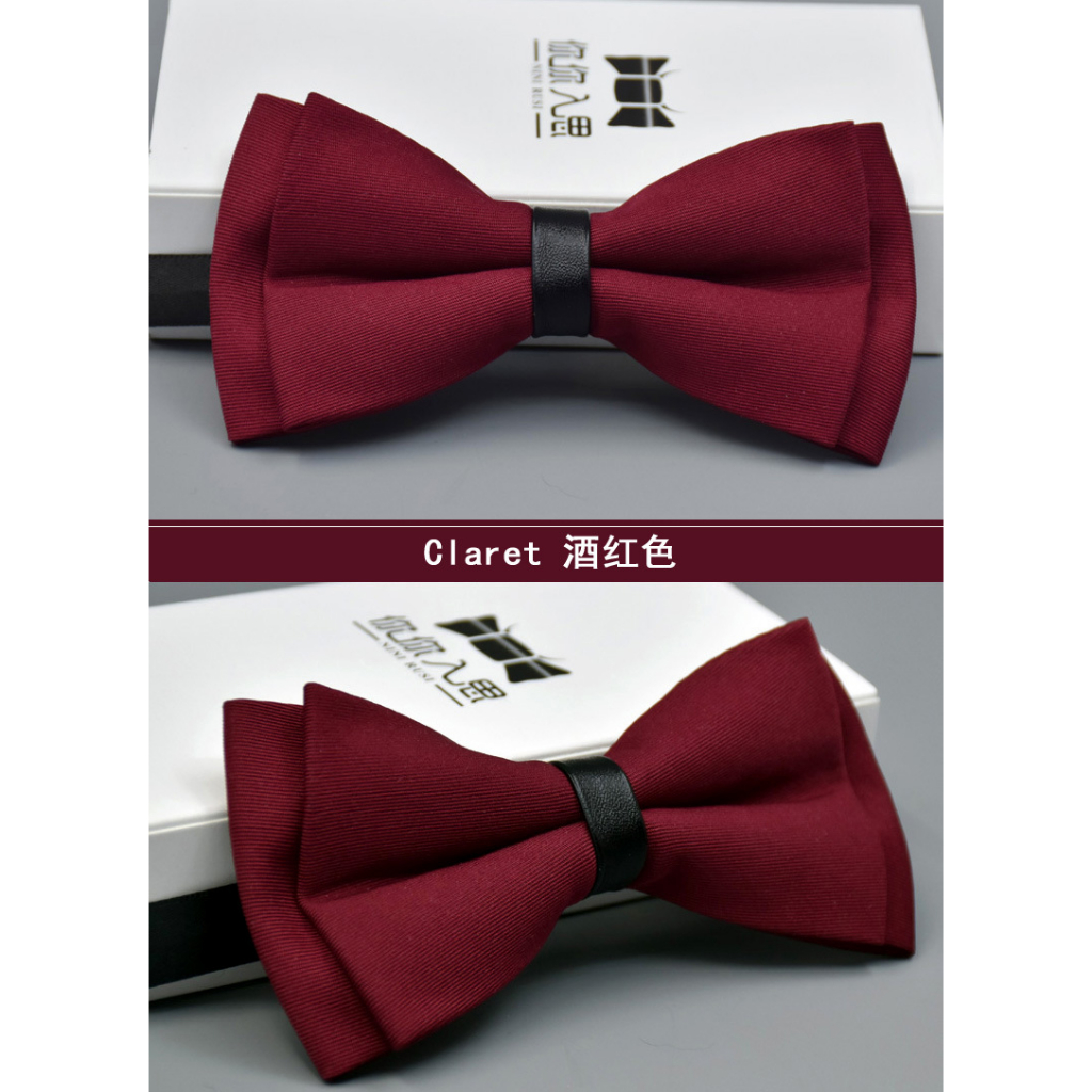 Men's pure coloured bow tie double decker head bow tie. | Shopee Malaysia