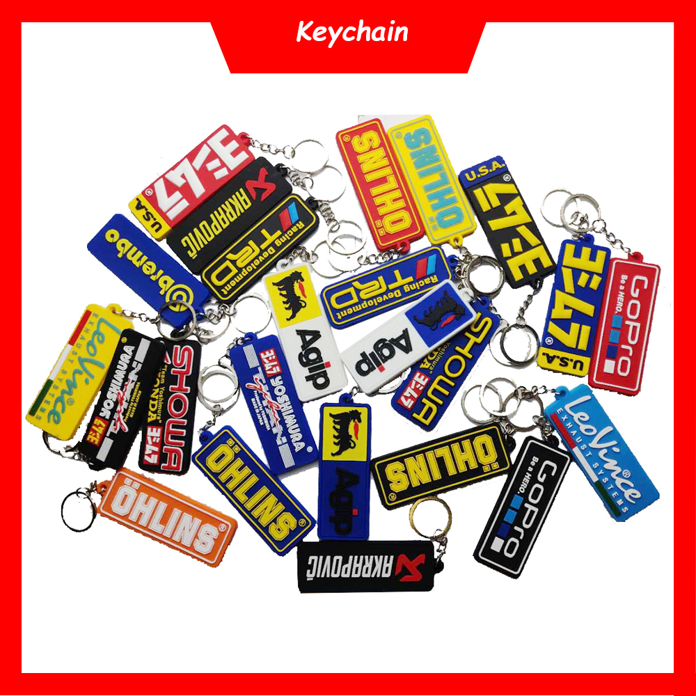 Motorcycle Keychain Keyring 3D Rubber Keychains Double Side Creative