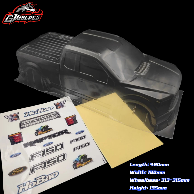High Quality 1/8 RC PC F150 Raptor Shell Body 313mm Wheelbase 1.2mm ...