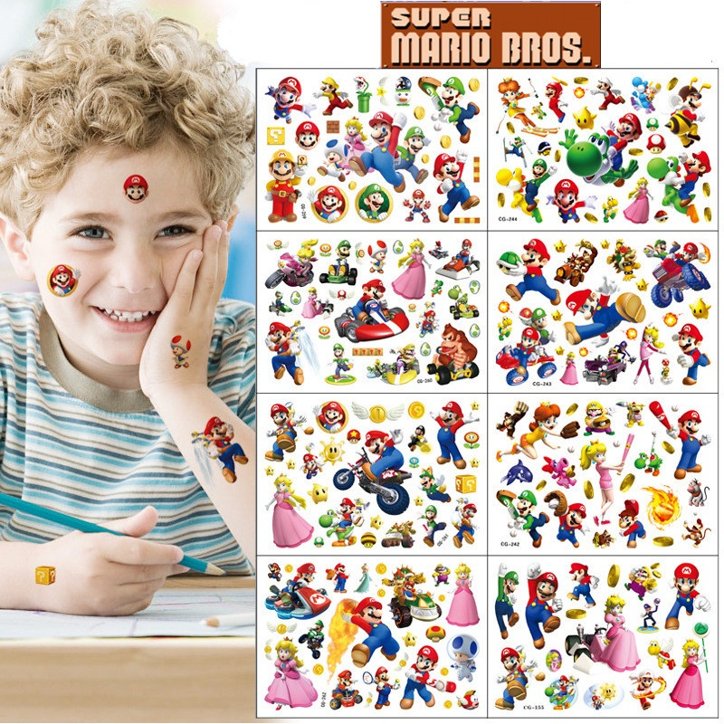 Super Mario Bros Theme Tattoos Waterproof Temporary Tattoo Sticker ...