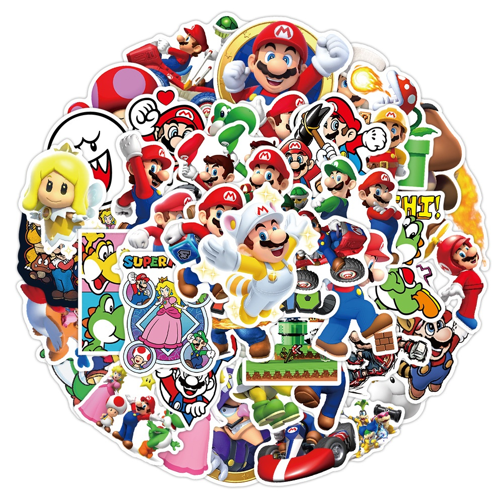 50pc/Lot Not Repeating Super Mario Bros Waterproof Stickers Party ...
