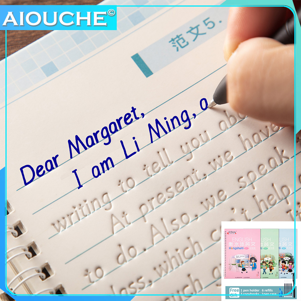 3 Book/set Hengshui Reusable English Word font copy book Set copybook