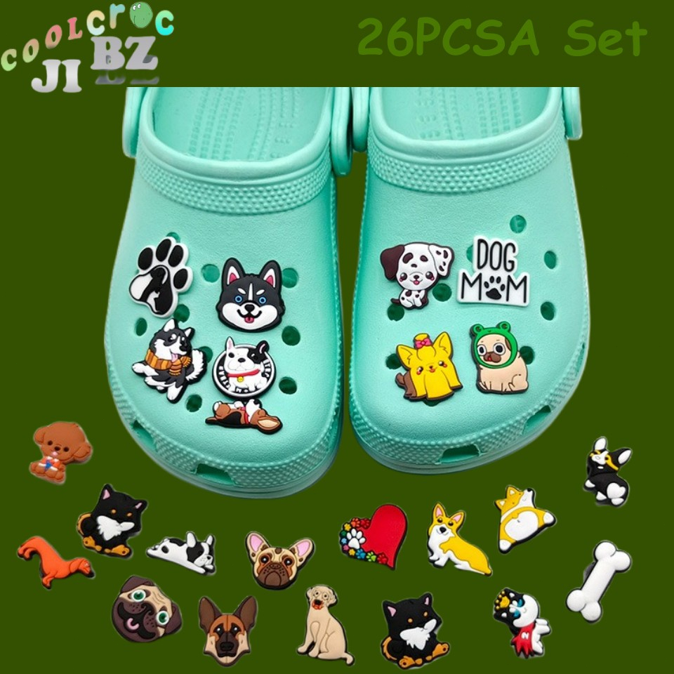 26PCS/Set Jibbitz for Crocs Dog Collection Crocs Button Cute Corgi Shoe ...