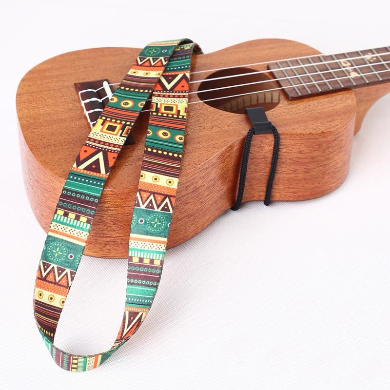 Ukulele Strap Ethnic Pattern Nylon Adjustable Clip On Ukelele Strap