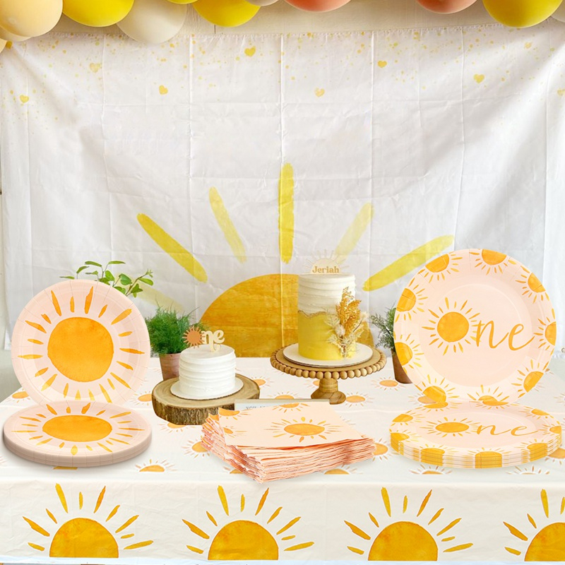 Boho Sun 1st Birthday Party Paper Disposable Tableware Set Bohemian
