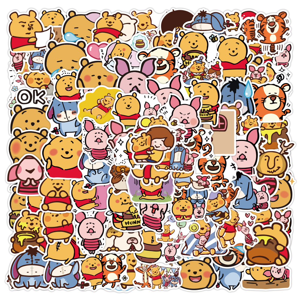 100/50PCS Winnie the Pooh Bear Stickers For Luggage Phone Case Laptop ...