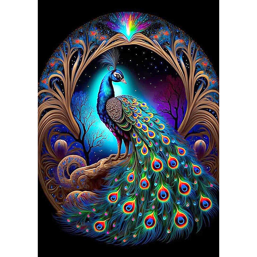 Fantasy Colorful Peacock 5D DIY Diamond Painting Full Round Diamond ...