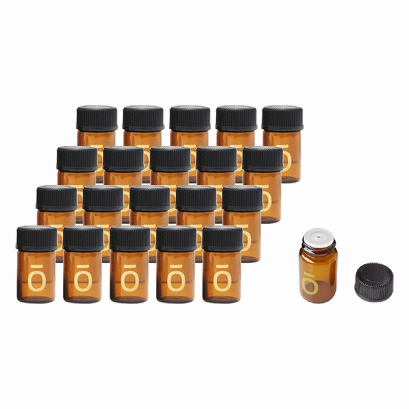20 Pieces 2ml Amber Glass Sample Bottles Mini Essential Oil Sample ...