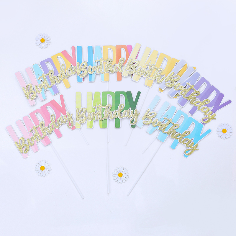 Happy Birthday Cake Topper Double Layer Paper Birthday Cake Topper for Birthday Party Cake