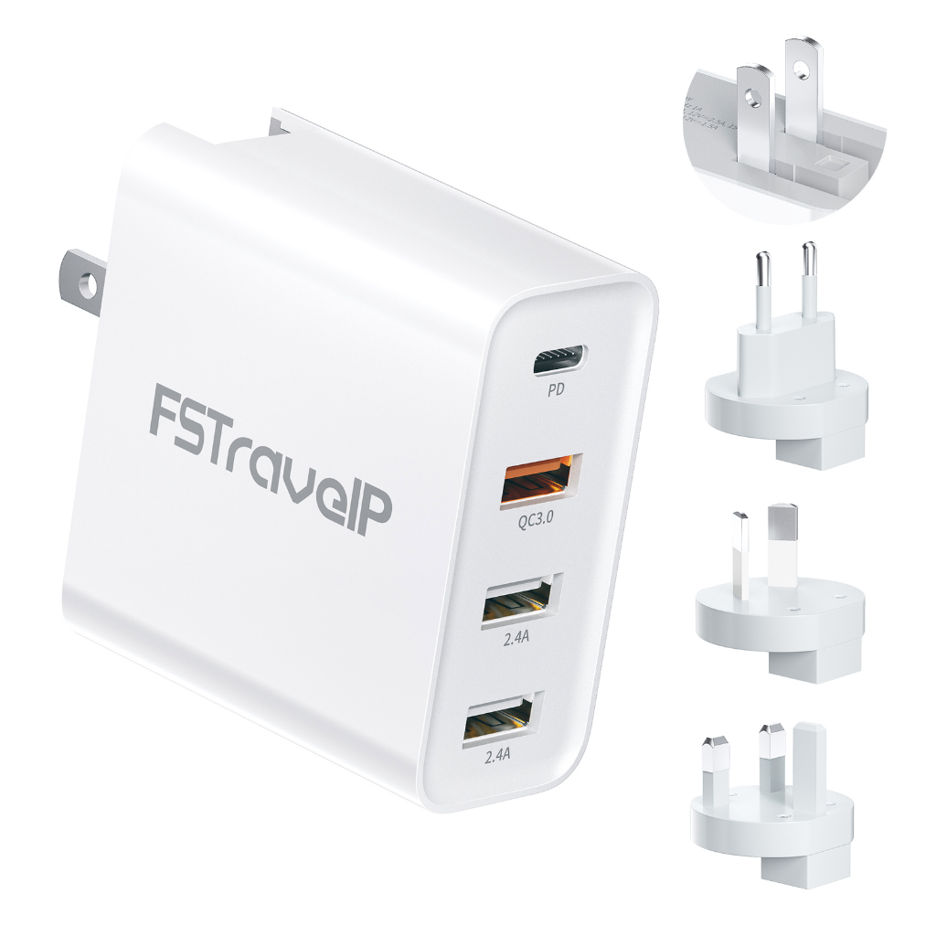 Travel Adapter 4-Port USB Universal Plug Adaptor 60W Travel Charger ...