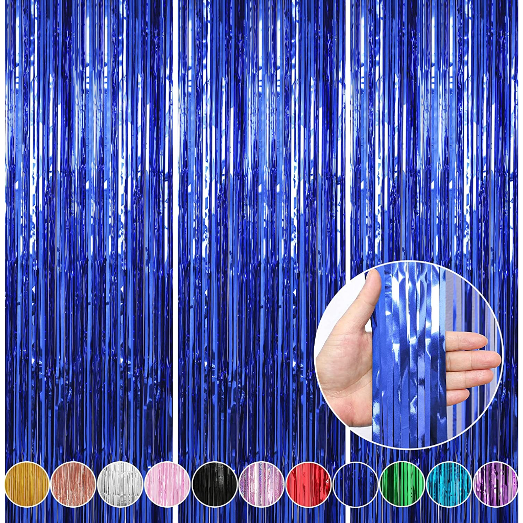 Dark Blue Foil Fringe Curtains Party Decorations Tinsel Curtain ...