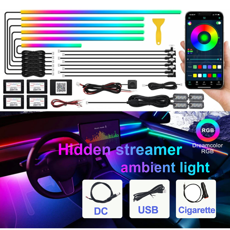 5/6 in 1 Symphony Car LED Ambient Light Rainbow DIY Car Interior